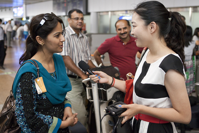 Interviewing a GEO News TV anchor